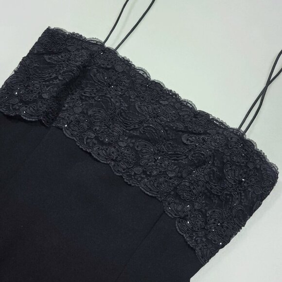 Donna Morgan Lace Cocktail Dress – Black Midi w/ Faux Button Back – Size 10 NWT - Picture 11 of 14